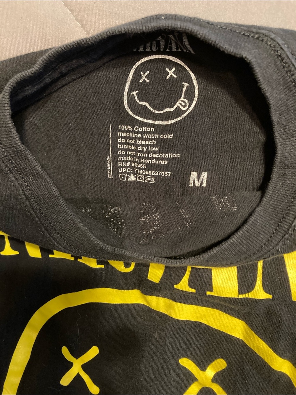 NIRVANA Black Kids Short-Sleeve Tee with Yellow Smiley Graphic